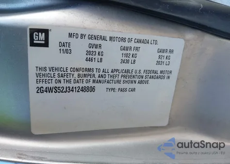 2004 Buick Century из США, поврежденный, VIN 2G4WS52J341248806